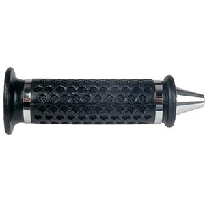 Coppia manopole per scooter in gomma nera con terminale manubrio incorporato colore CROMO