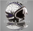 Casco demijet leggero omologato HELMO STELLE & STRISCE colore BLU visiera AERONAUTICA