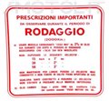 Smotol Adesivo "Rodaggio" di colore rosso per VESPA 180 200 Rally