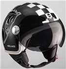 Casco demijet leggero omologato HELMO SCACCO MATTO colore BIANCO NERO visiera AERONAUTICA