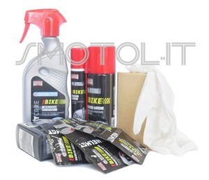 Kit pulizia e manutenzione per moto Arexon Detergente carene Grasso 200+75ml e Salviettine Panno Guanti