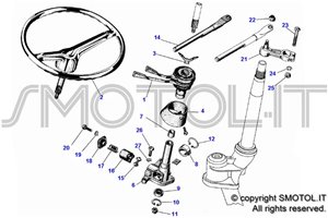 Tavola esploso ricambi volante Ape 601 V