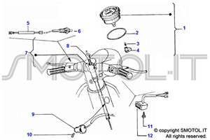 Tavola ricambi esplosi commutatore chiave contachilometri Vespa 50 Pk xl