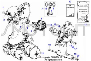 Tavola esploso ricambi Albero motore e revisione per Vespa PK XL