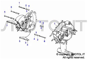 Tavola esplosi ricambi Viti carter motore Vespa PK XL