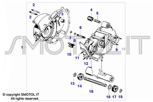 Tavola esplosi ricambi carter motore Vespa PK XL