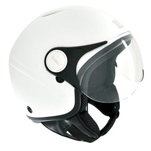 Casco demijet omologato Paru basic bianco perlato con visiera sagomata