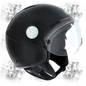 Casco demijet omologato Paku basic nero lucido con visiera sagomata