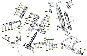 tavola esplosi ricambi telaio Vespa Px 125