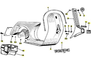 tavola esplosi ricambi telaio Vespa Px 125