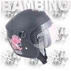 Casco demijet per bimbo omologato DEVIL VISOR colore nero gommato con visiera sagomata